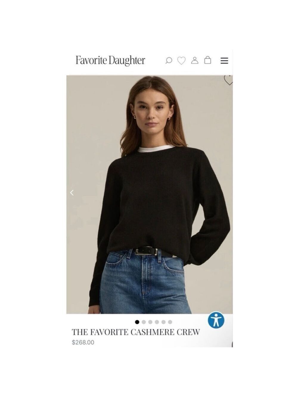 NWT Favorite Daughter Black Cashmere Crew Neck Sweater S